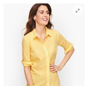 Talbots Yellow Gingham Button Down Shirt
